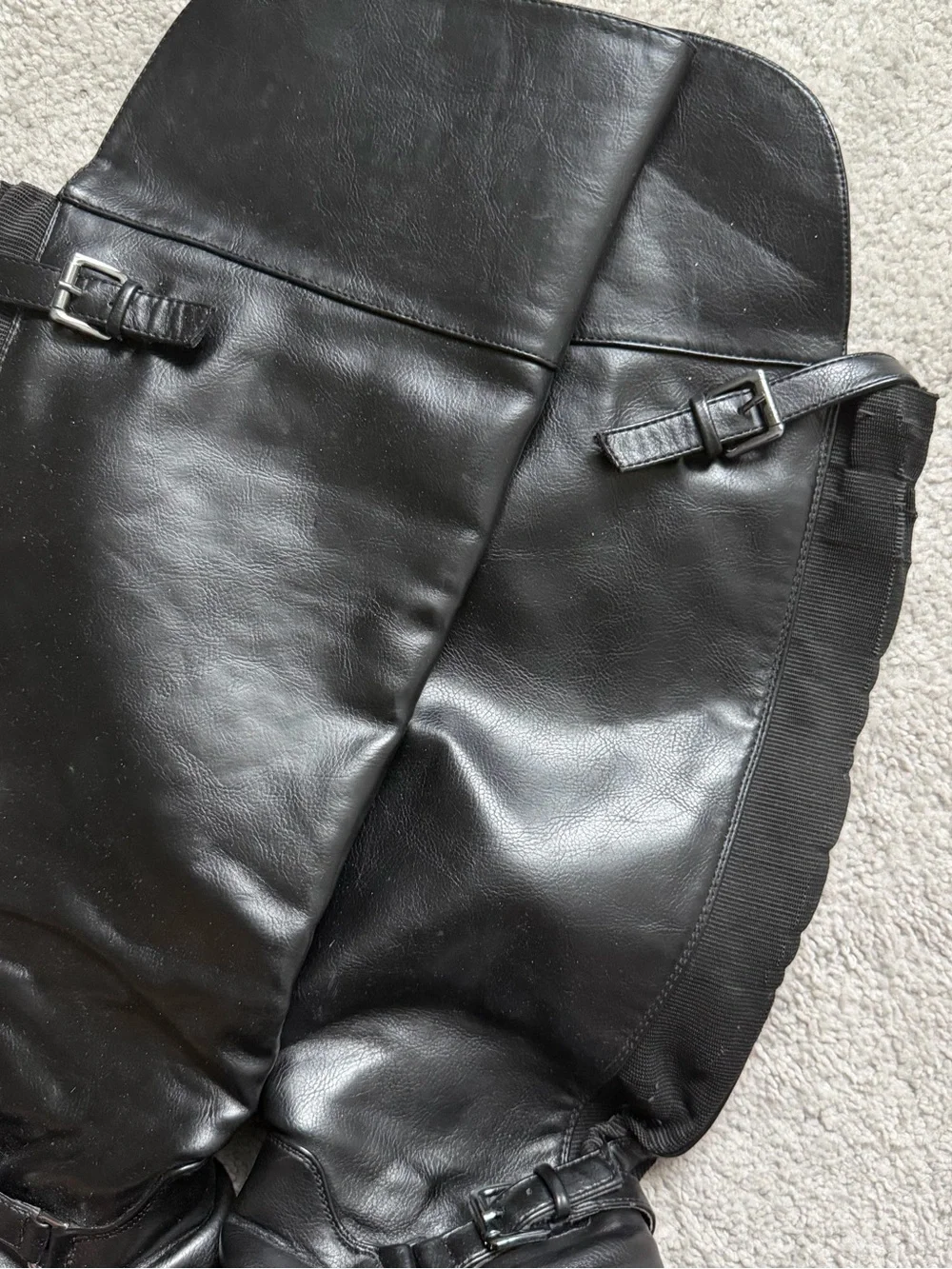 Black Leather Knee-High Riding Boots